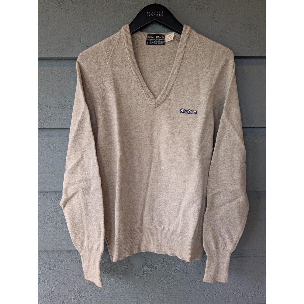 VTG Peter Storm Sweater Mens M Cardigan Wool Pullover Water Repellent UK 80s
